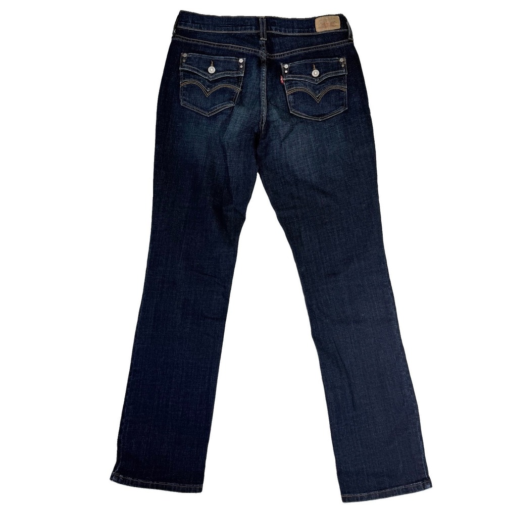 Levi's 505 Jeans Women's 8M Straight Leg Dark Wash Pearl Stud 32" Western Retro